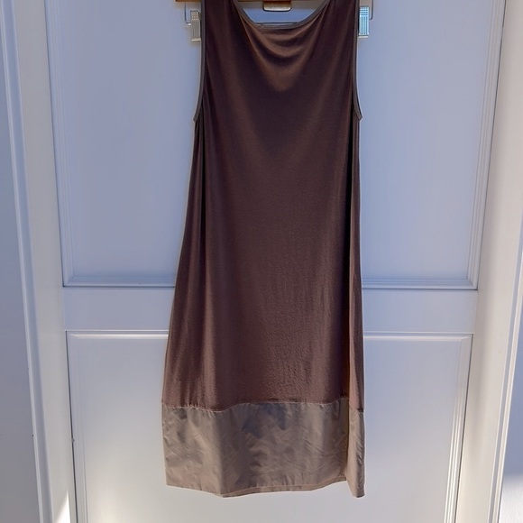 S MAX MARA Sleeveless Knit Dress SMALL Satin brown taupe color Easy Living Brown - Picture 7 of 16